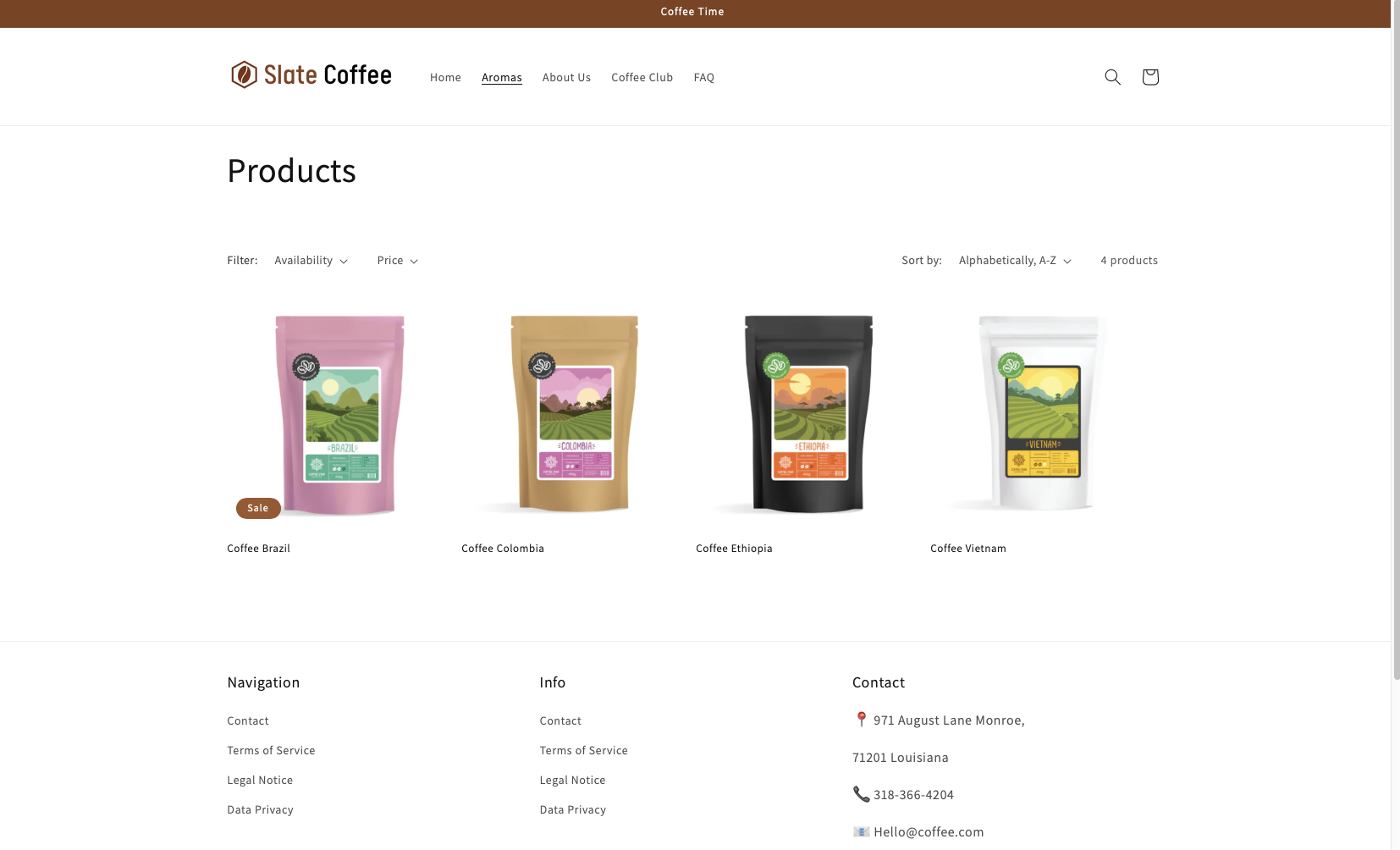 Slate coffee products showing a sale metafield